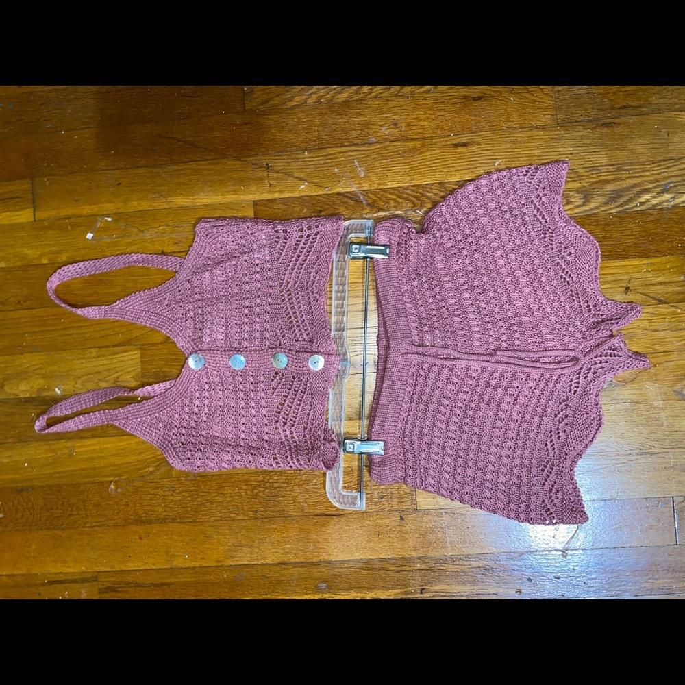 Crotchet beach set in mauve small
